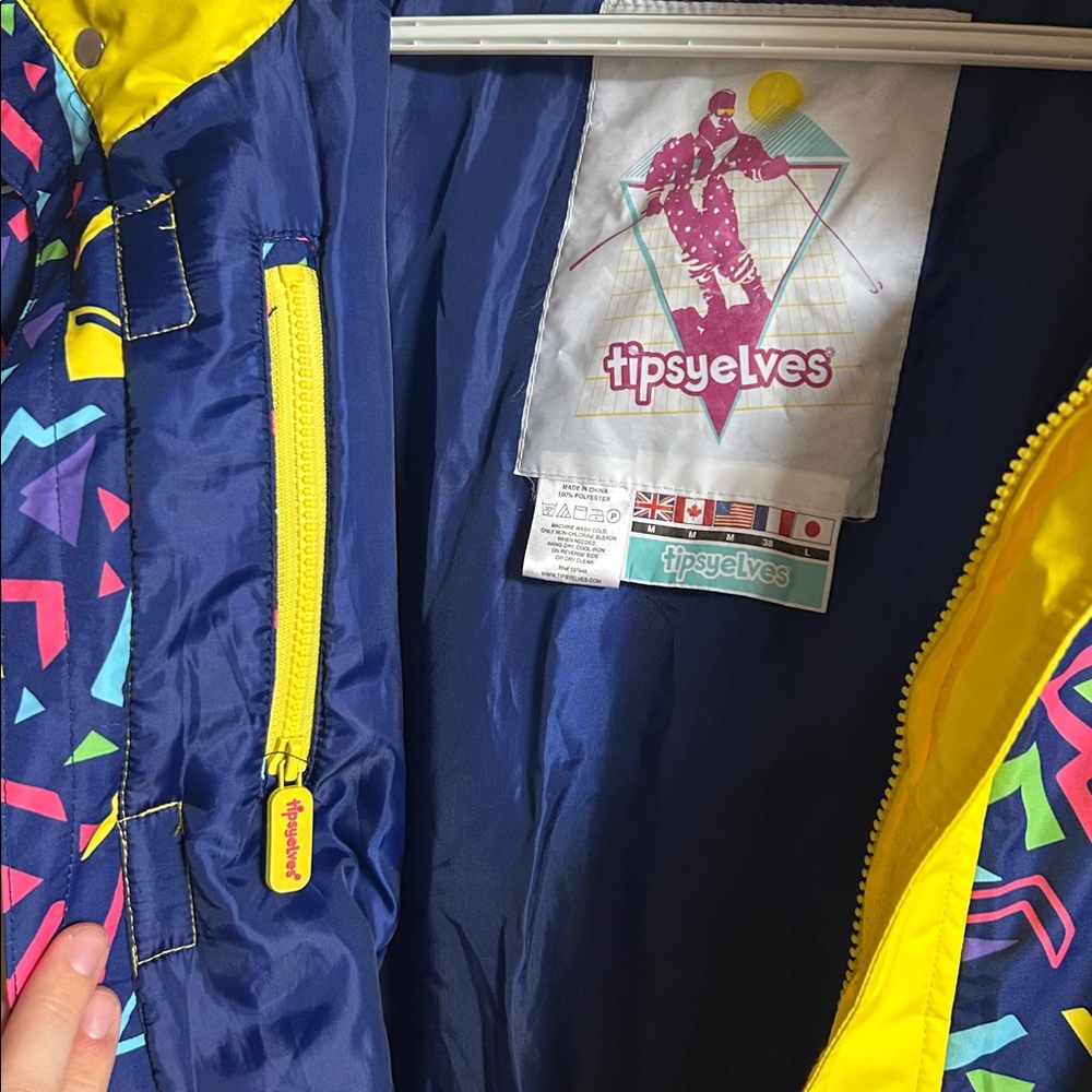 Tipsy elves snowsuit ski snowboard 80s pattern purple yellow - Picture 3 of 8